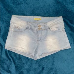 White-Wash Mid Rise Jean Shorts